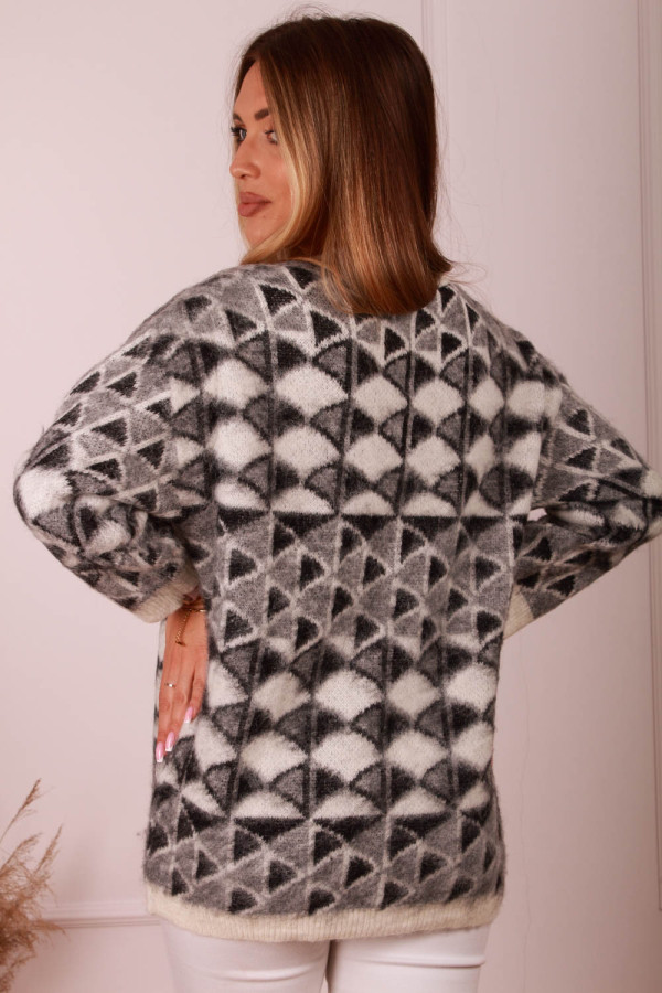 Sweter rozpinany z printem 2