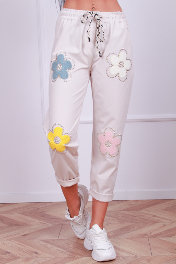 Spodnie z bawełny z kwiatami 3